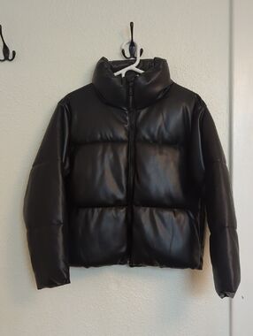 Old Navy Faux Leather Puffer Coat